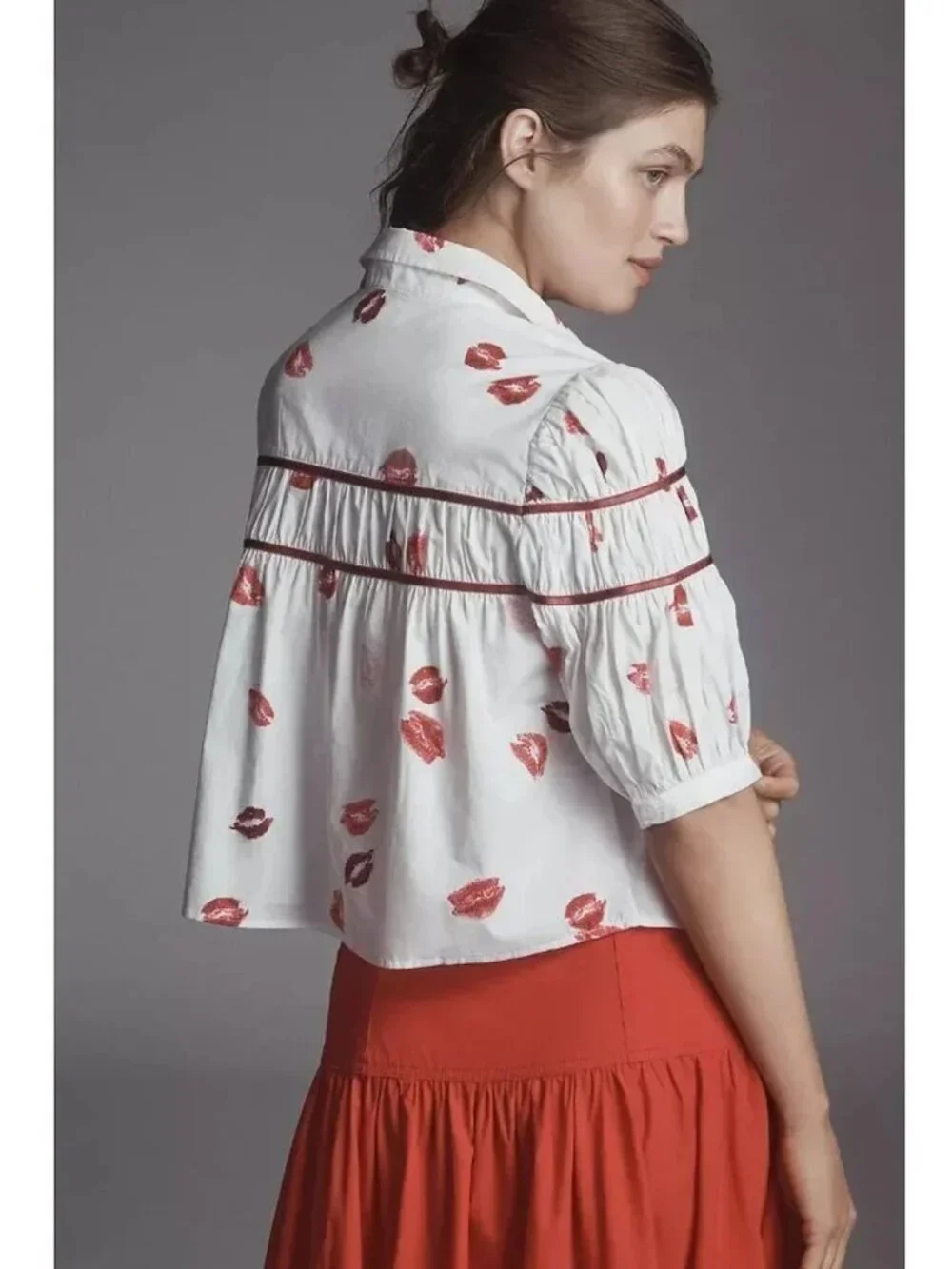 Anthropologie Maeve The Leandra Lip Kiss Blouse Size 1X
